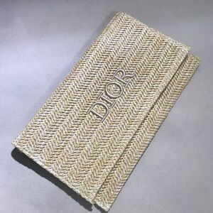 Dior beauty straw cosmetic bag